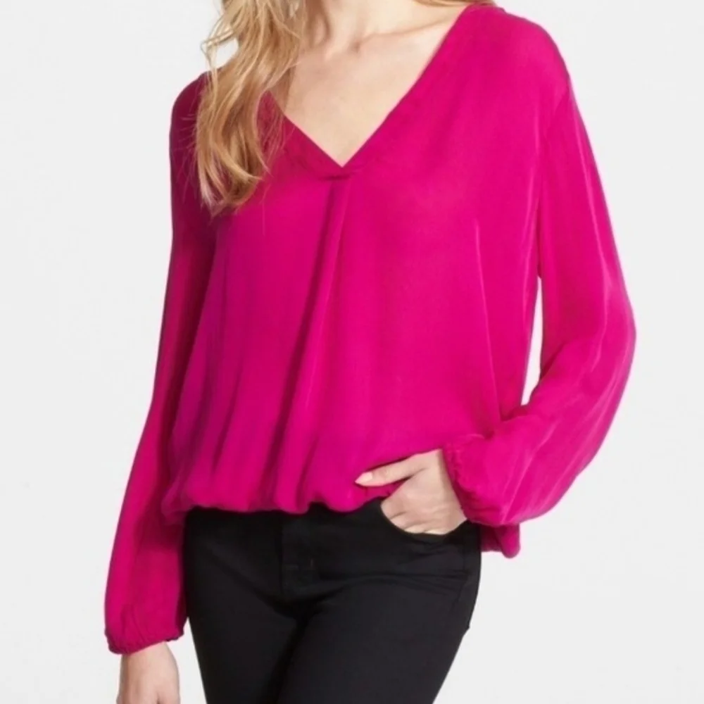 NWOT | Bellatrix | Women's V-Neck Blouse with Sheer Details | Color: Pink | S - Picture 1 of 9